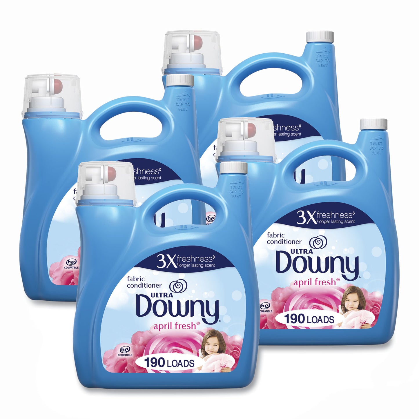 PGC10051 Liquid Fabric Softener, April Fresh, 140 oz Bottle, 4/Carton Downy