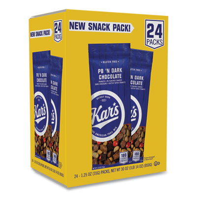 OFX08037 Trail Mix, Dark Chocolate/Peanut Butter, 1.25 oz Packet, 24/Box KAR'S NUTS