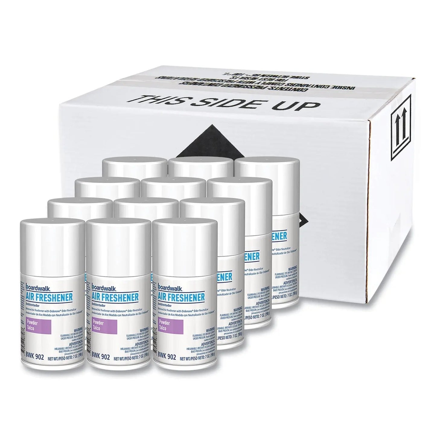 BWK902 Metered Air Freshener Refill, Powder Mist Scent, 7 oz Aerosol Spray, 12/Carton Boardwalk