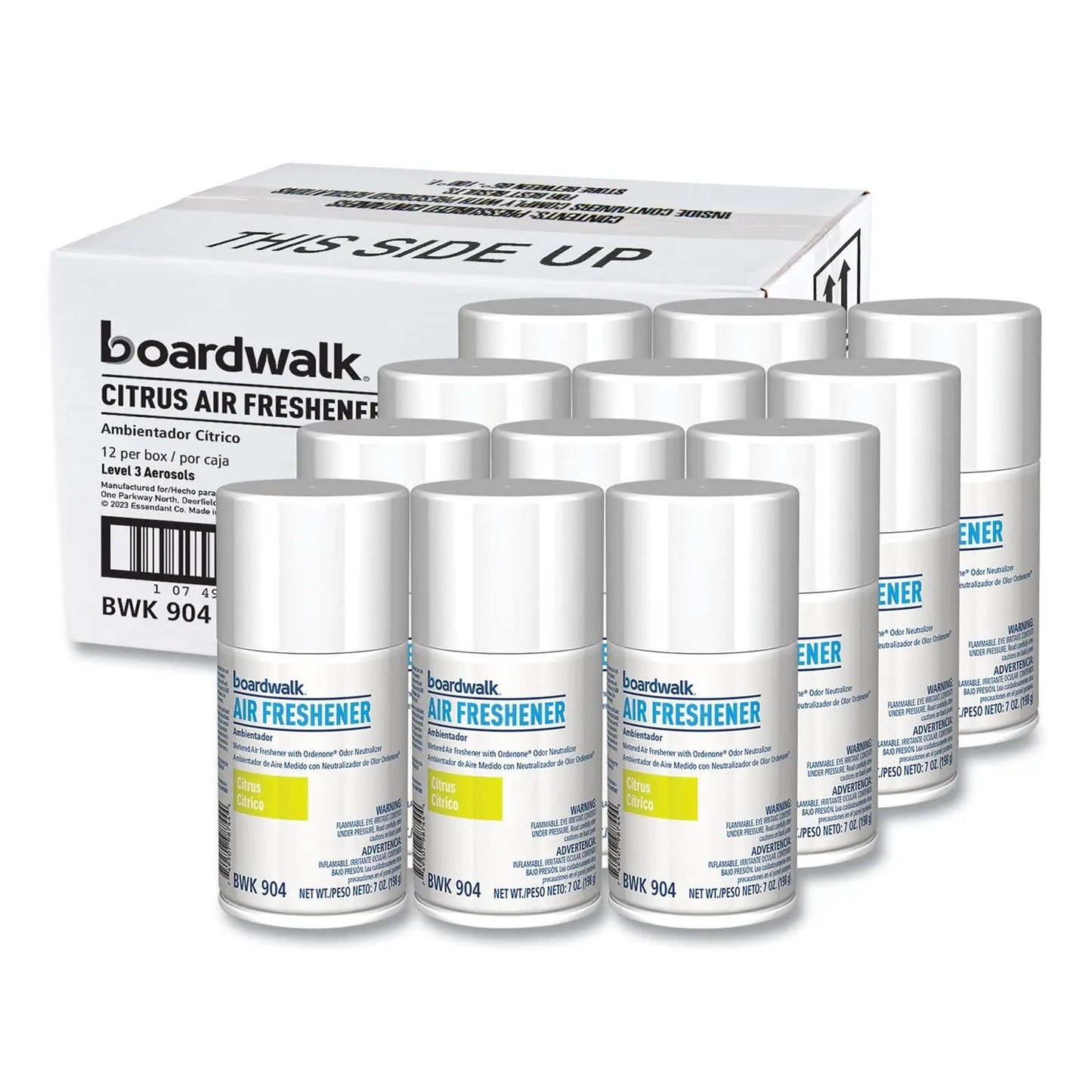BWK904 Metered Air Freshener Refill, Citrus Sunrise Scent, 7 oz Aerosol Spray, 12/Carton Boardwalk