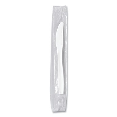 SCCMOW20007 Regal Mediumweight Cutlery, Individually Wrapped, Knife, Plastic, White, 1,000/Carton DART