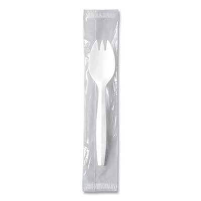 SCCMOW60007 Regal Mediumweight Cutlery, Individually Wrapped, Spork, Plastic, White, 1,000/Carton DART