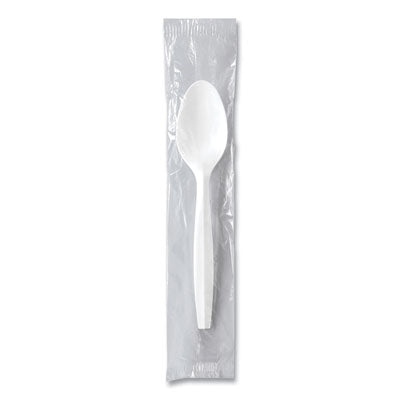 SCCMOW30007 Regal Mediumweight Cutlery, Individually Wrapped, Spoon, Plastic, White, 1,000/Carton DART