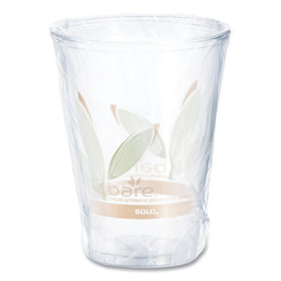 DCCRTP10DBAREW Bare Eco-Forward RPET Cold Cups, Individually Wrapped, 10 oz, Plastic, Leaf Design, 500/Carton