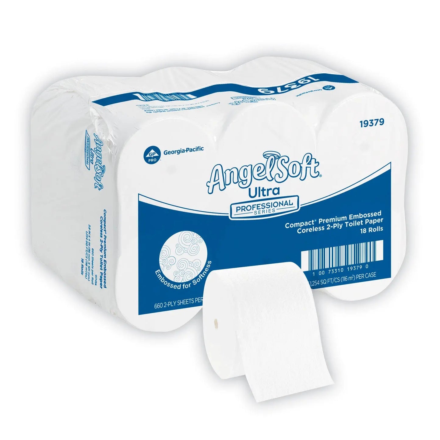 GPC19379 Angel Soft ps Compact Coreless Premium Bathroom Tissue, 2-Ply, White, 660 Sheets/Roll, 18 Rolls/Carton Georgia Pacific Professional