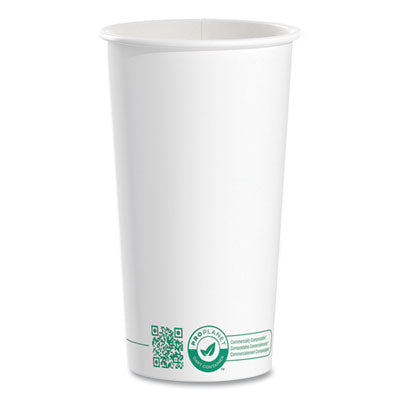 SCC420PLAPLANET Compostable Paper Hot Cups, 20 oz, White/Green, 600/Carton