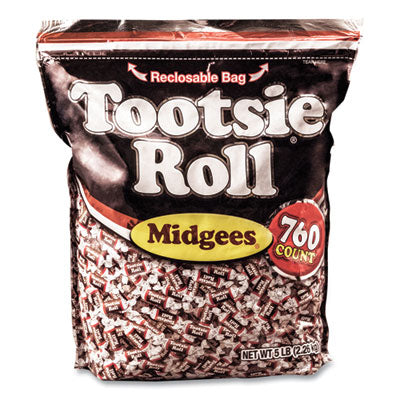 OFXSN884580 Midgees, Chocolate, 5 lb Bag TOOTSIE ROLL INDUSTRIES