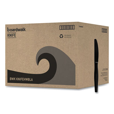 BWKKNIFEHWBLA Heavyweight Polystyrene Cutlery, Knife, Plastic, Black, 1,000/Carton BOARDWALK