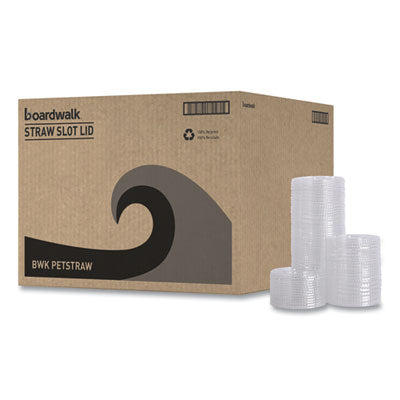 BWKPETSTRAW PET Cold Cup Lids, Fits 14 oz to 24 oz Cold Cups, Plastic, Clear, 100/Sleeve, 10 Sleeves/Carton