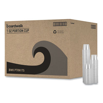 BWKPRTN1TS Souffle/Portion Cups, 1 oz, Plastic, Clear, 125/Sleeves, 20 Sleeves/Carton BOARDWALK