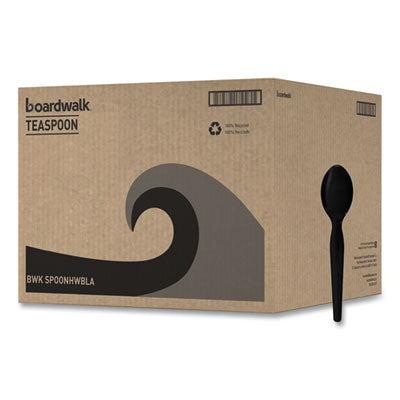 BWKSPOONHWBLA Heavyweight Polystyrene Cutlery, Spoon, Plastic, Black, 1,000/Carton BOARDWALK