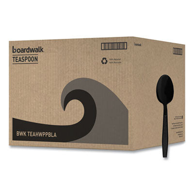 BWKTEAHWPPBLA Heavyweight Polypropylene Cutlery, Spoon, Plastic, Black, 1,000/Carton BOARDWALK