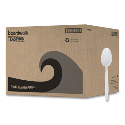 BWKTEAHWPPWH Heavyweight Polypropylene Cutlery, Spoon, Plastic, White, 1,000/Carton BOARDWALK