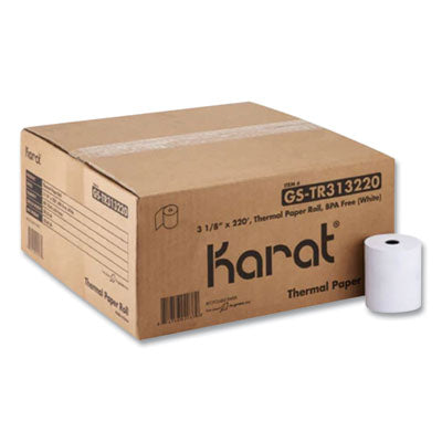 KRTGSTR313220 Thermal Paper Rolls, 3.13" x 220 ft, White, 50 Rolls/Carton KARAT BY LOLLICUP