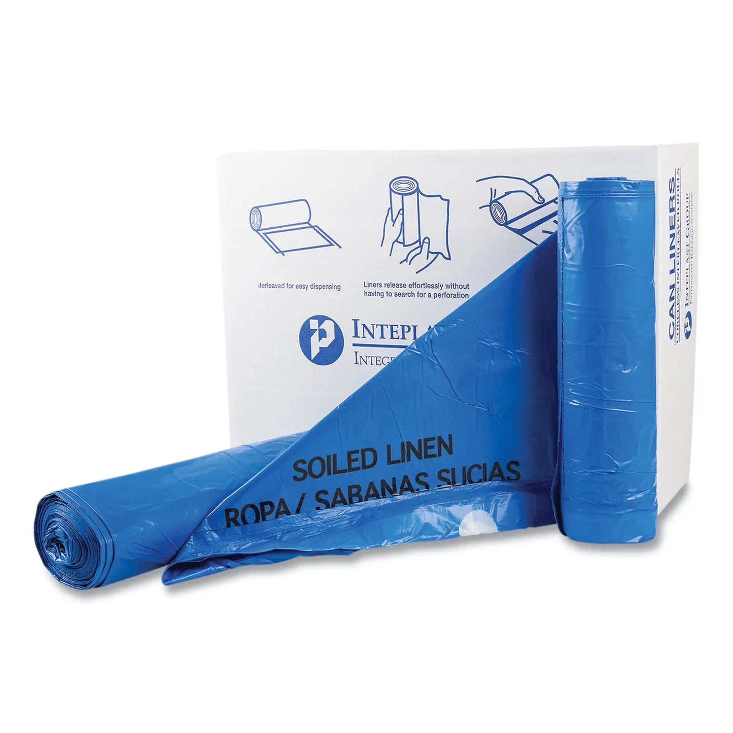 IBSDTH3040B Draw-Tuff Institutional Draw-Tape Can Liners, Drawstring, 30 gal, 1 mil, 30.5" x 40", Blue, 25 Bags/Roll, 8 Rolls/Carton Inteplast Group