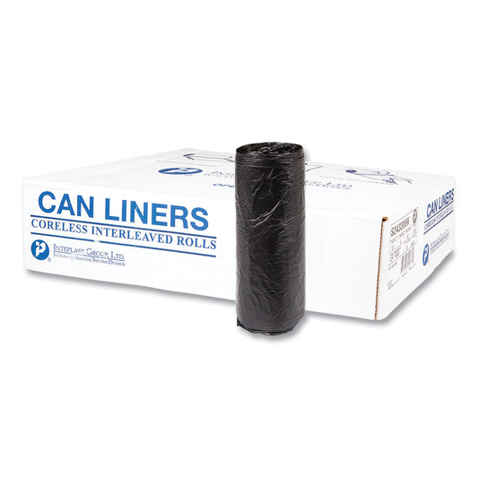 IBSS243306K High-Density Commercial Can Liners, 16 gal, 6 mic, 24" x 33", Black, Interleaved Roll, 50 Bags/Roll, 20 Rolls/Carton
