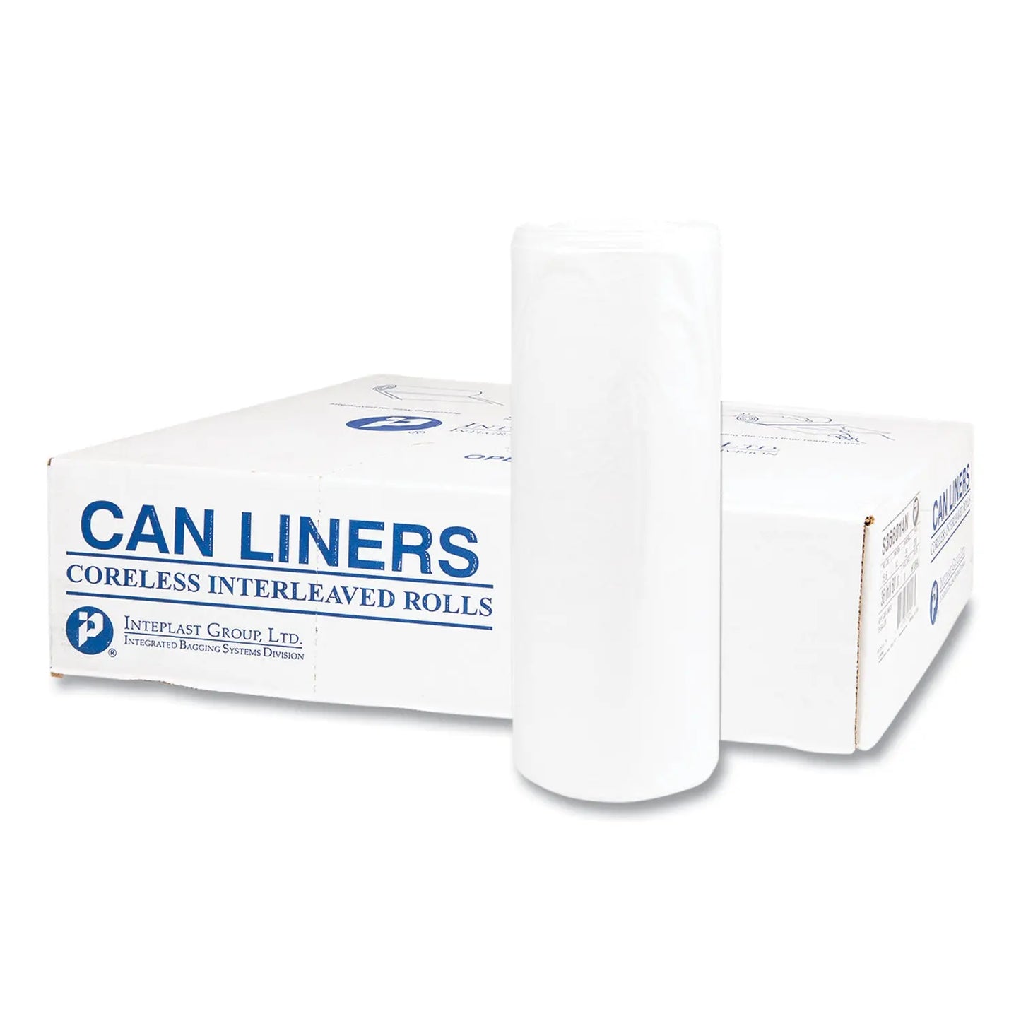 IBSS366014N High-Density Commercial Can Liners, 55 gal, 14 mic, 36" x 60", Clear, Interleaved Roll, 25 Bags/Roll, 8 Rolls/Carton Inteplast Group