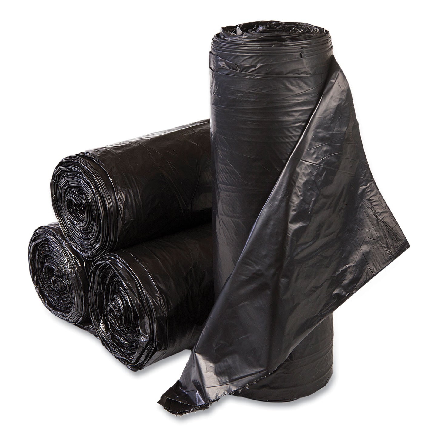 IBSS366022K High-Density Commercial Can Liners, 55 gal, 22.1 mic, 36" x 60", Black, Interleaved Roll, 25 Bags/Roll, 6 Rolls/Carton