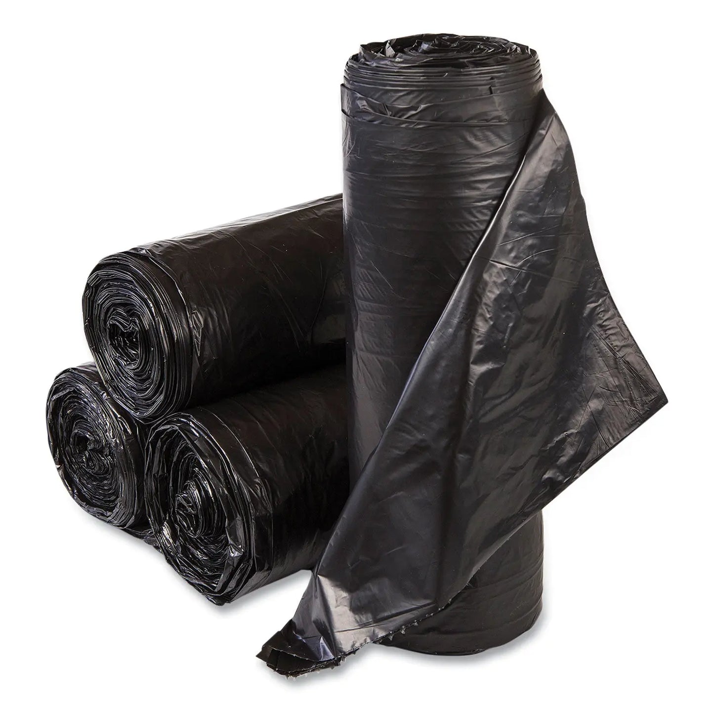 IBSS366022K High-Density Commercial Can Liners, 55 gal, 22.1 mic, 36" x 60", Black, Interleaved Roll, 25 Bags/Roll, 6 Rolls/Carton Inteplast Group