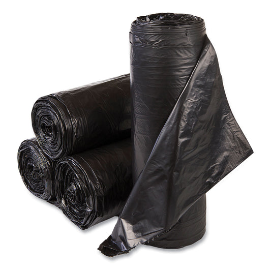 IBSS366022K High-Density Commercial Can Liners, 55 gal, 22.1 mic, 36" x 60", Black, Interleaved Roll, 25 Bags/Roll, 6 Rolls/Carton