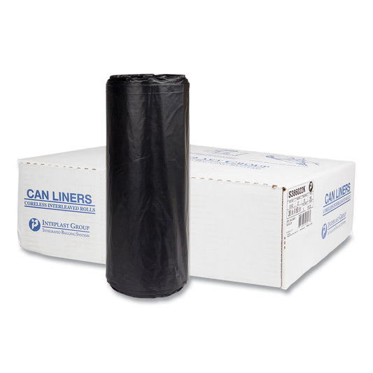 IBSS386022K High-Density Commercial Can Liners, 60 gal, 22 mic, 38" x 60", Black, Interleaved Roll, 25 Bags/Roll, 6 Rolls/Carton
