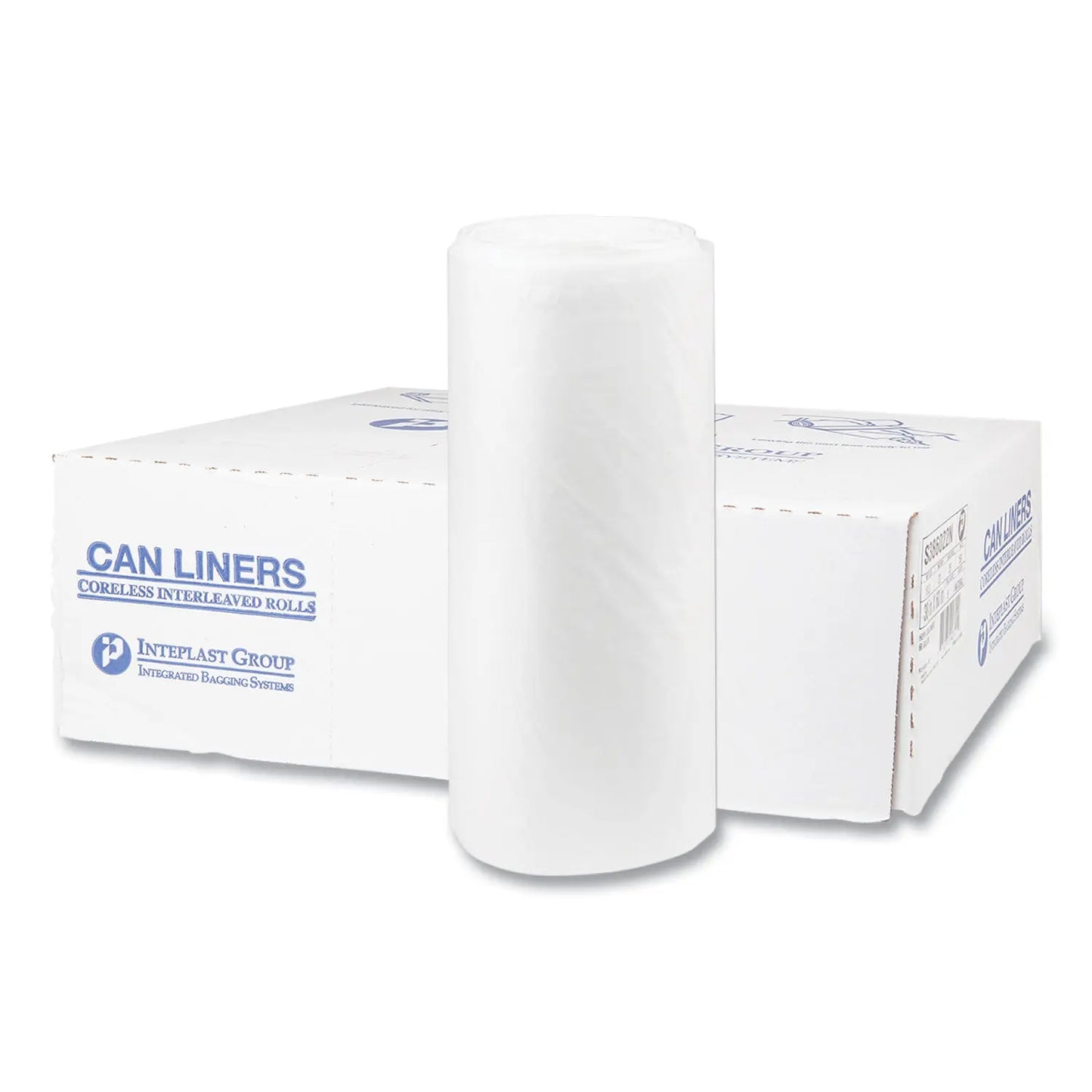 IBSS386022N High-Density Commercial Can Liners, 60 gal, 22 mic, 38" x 60", Clear, Interleaved Roll, 25 Bags/Roll, 6 Rolls/Carton Inteplast Group