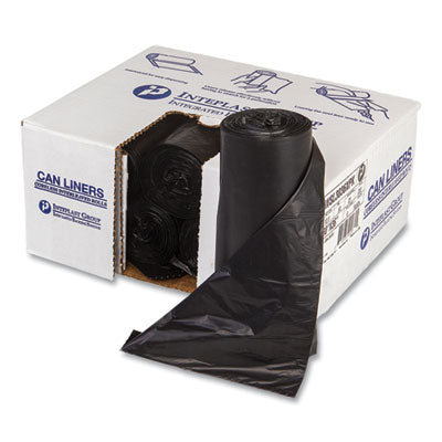 IBSSL3036XPK Low-Density Commercial Can Liners, 30 gal, 0.9 mil, 30" x 36", Black, Interleaved Roll, 25 Bags/Roll, 8 Rolls/Carton