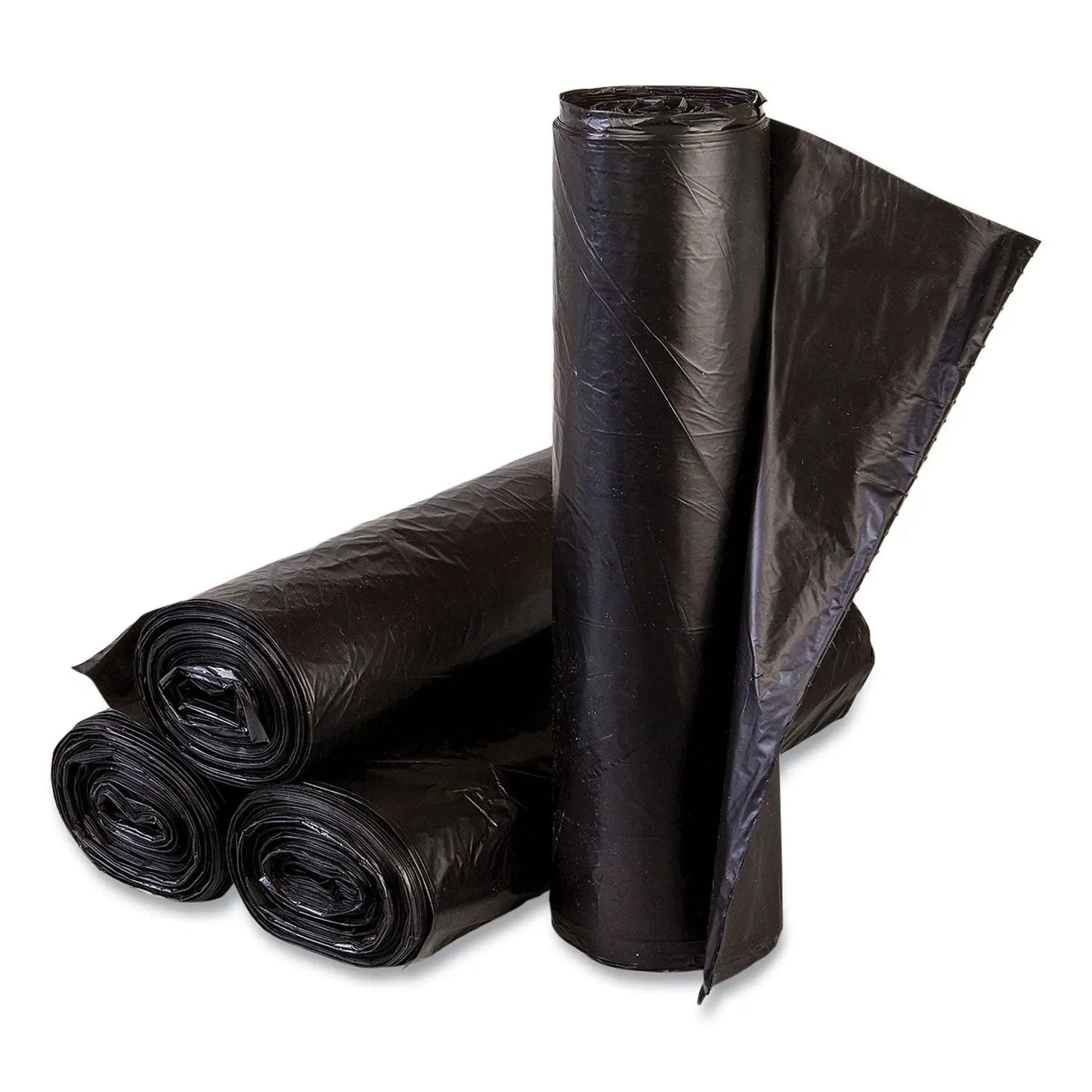 IBSEC242406K High-Density Commercial Can Liners, 10 gal, 6 mic, 24" x 24", Black, Perforated Roll, 50 Bags/Roll, 20 Rolls/Carton Inteplast Group