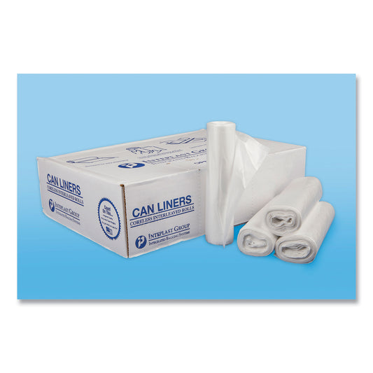 IBSS303713N High-Density Commercial Can Liners, 30 gal, 13 mic, 30" x 37", Clear, Interleaved Roll, 25 Bags/Roll, 20 Rolls/Carton