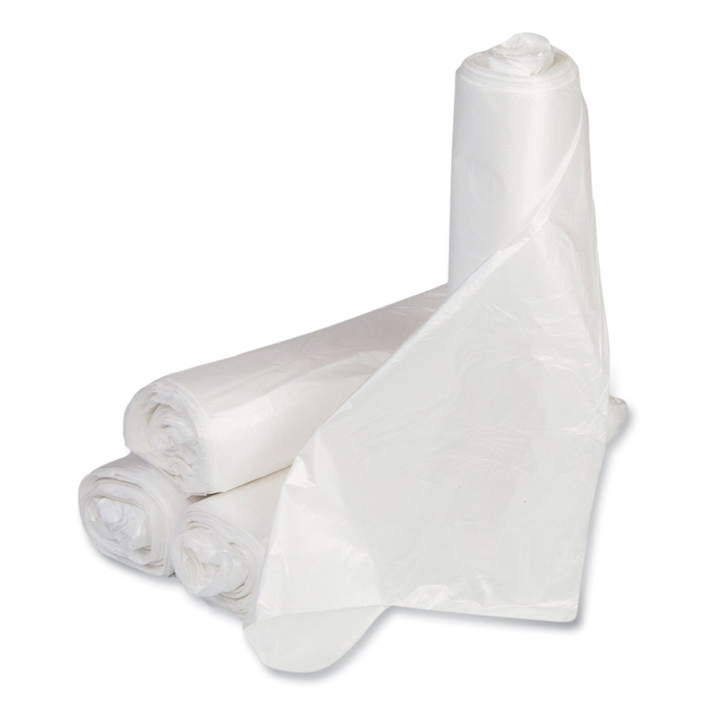 IBSSL2424LTN Low-Density Commercial Can Liners, 10 gal, 0.35 mil, 24" x 24", Clear, Perforated Roll, 50 Bags/Roll, 20 Rolls/Carton Inteplast Group
