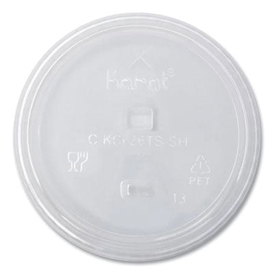 KRTCKC626TSSH PET Lids, Strawless Sipper, Fits 12 oz to 24 oz Cold Cups, Plastic, Clear, 1,000/Carton KARAT BY LOLLICUP
