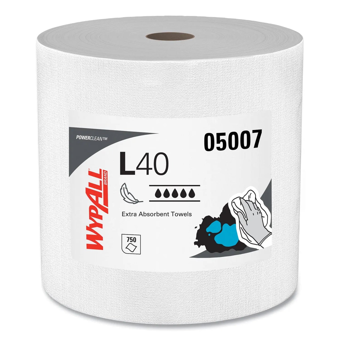 KCC05007 L40 Towels, Jumbo Roll, 12.5 x 12.2, White, 750/Roll WypAll