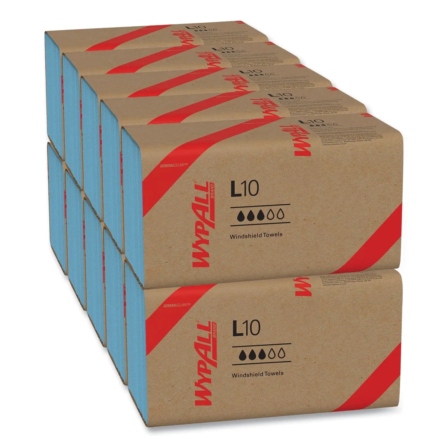 KCC05123 L10 Windshield Towels, 1-Ply, 9.1 x 10.25, Light Blue, 224/Pack, 10 Packs/Carton WypAll