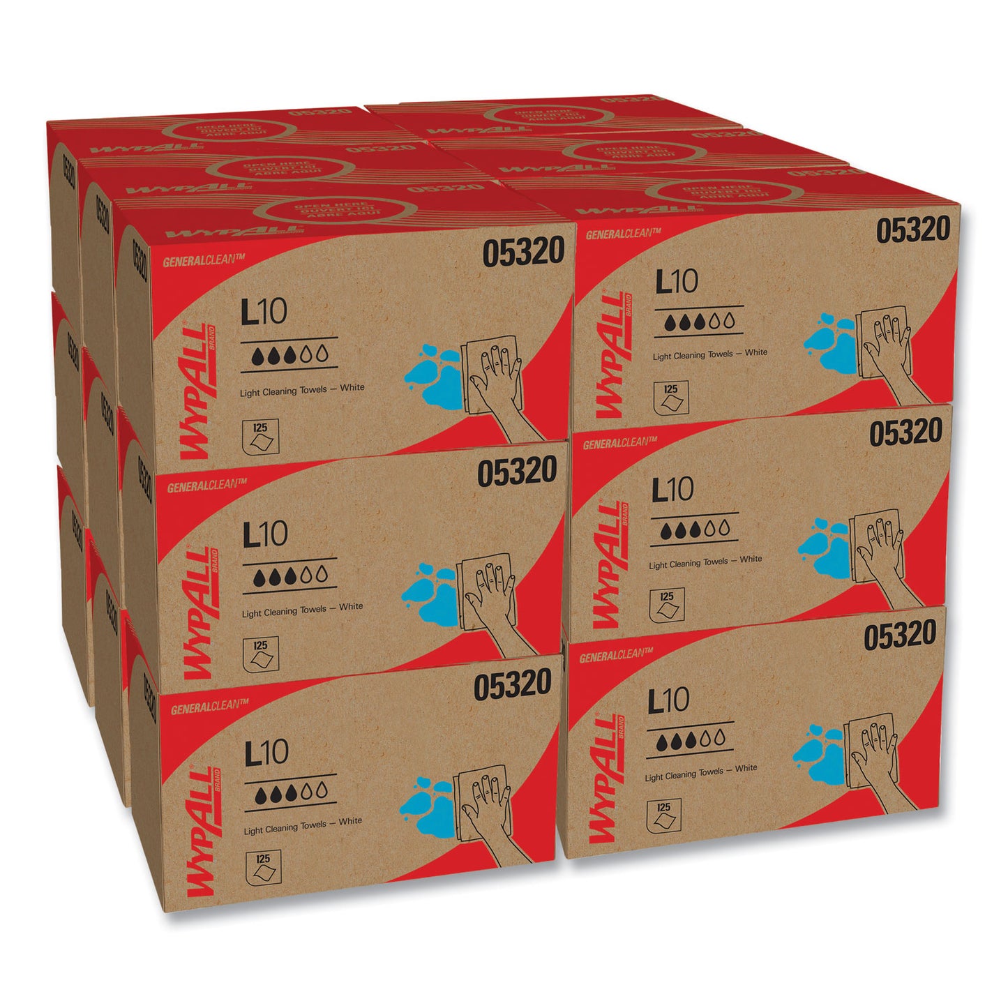 KCC05320 L10 Towels, POP-UP Box, 1-Ply, 9 x 10.5, White, 125/Box, 18 Boxes/Carton WypAll