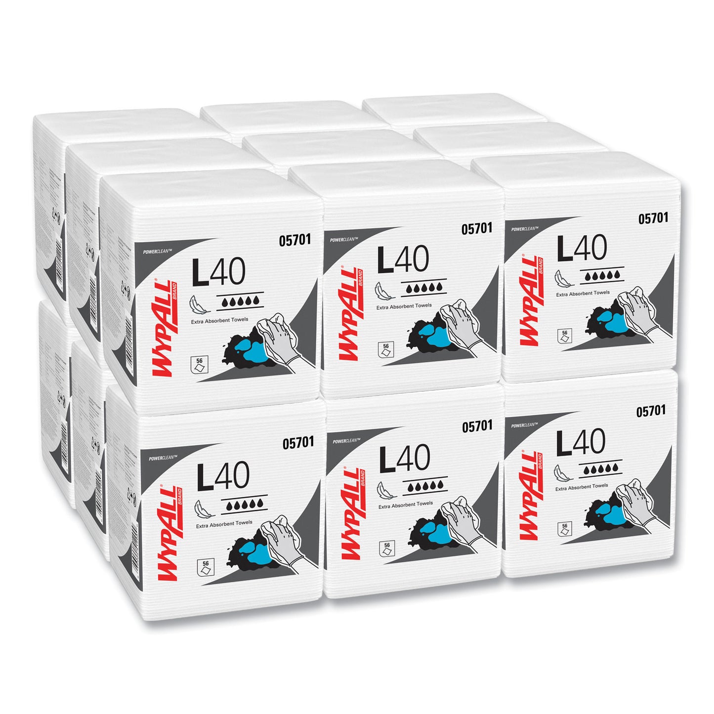 KCC05701 L40 Towels, 1/4 Fold, 12.5 x 12, White, 56/Box, 18 Packs/Carton WypAll