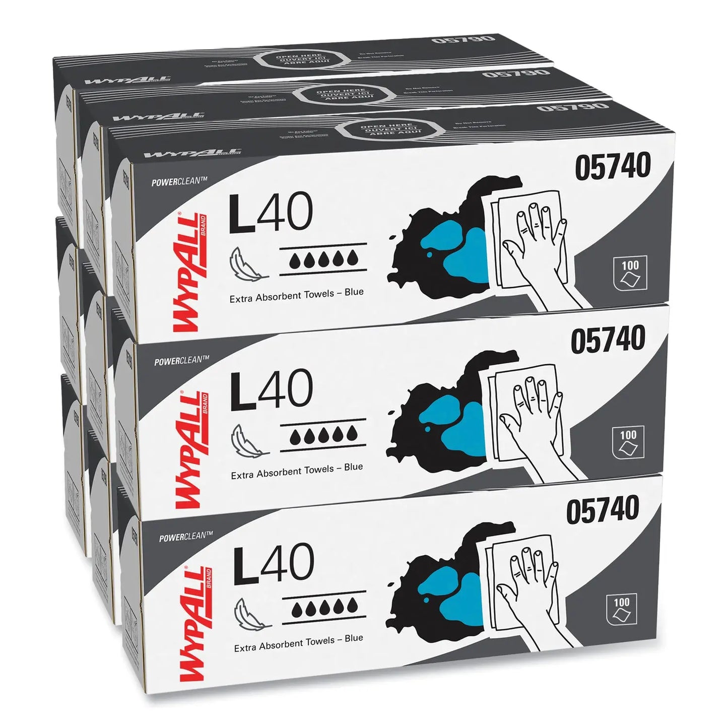 KCC05740 L40 Towels, POP-UP Box, 9.8 x 16.4, Blue, 100/Box, 9 Boxes/Carton WypAll