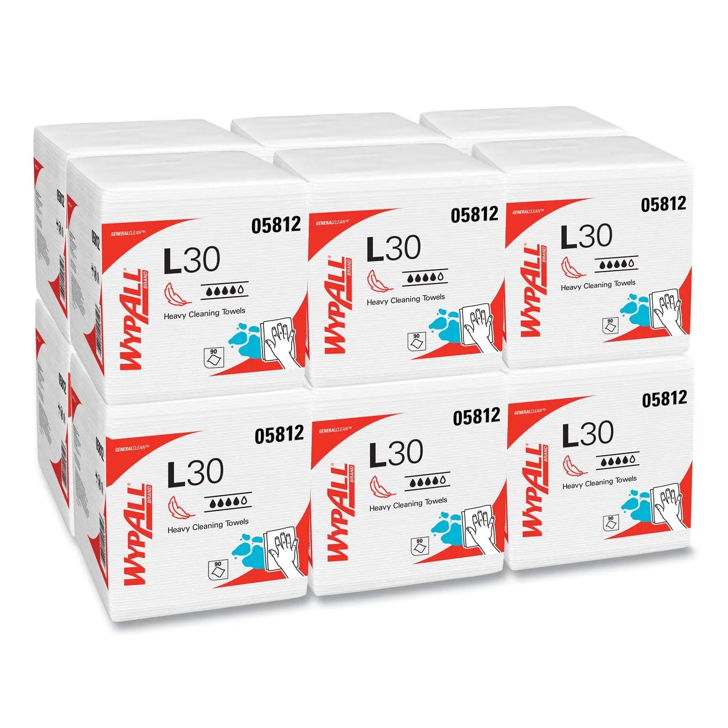 KCC05812 L30 Towels, Quarter Fold, 12.5 x 12, 90/Polypack, 12 Polypacks/Carton WypAll