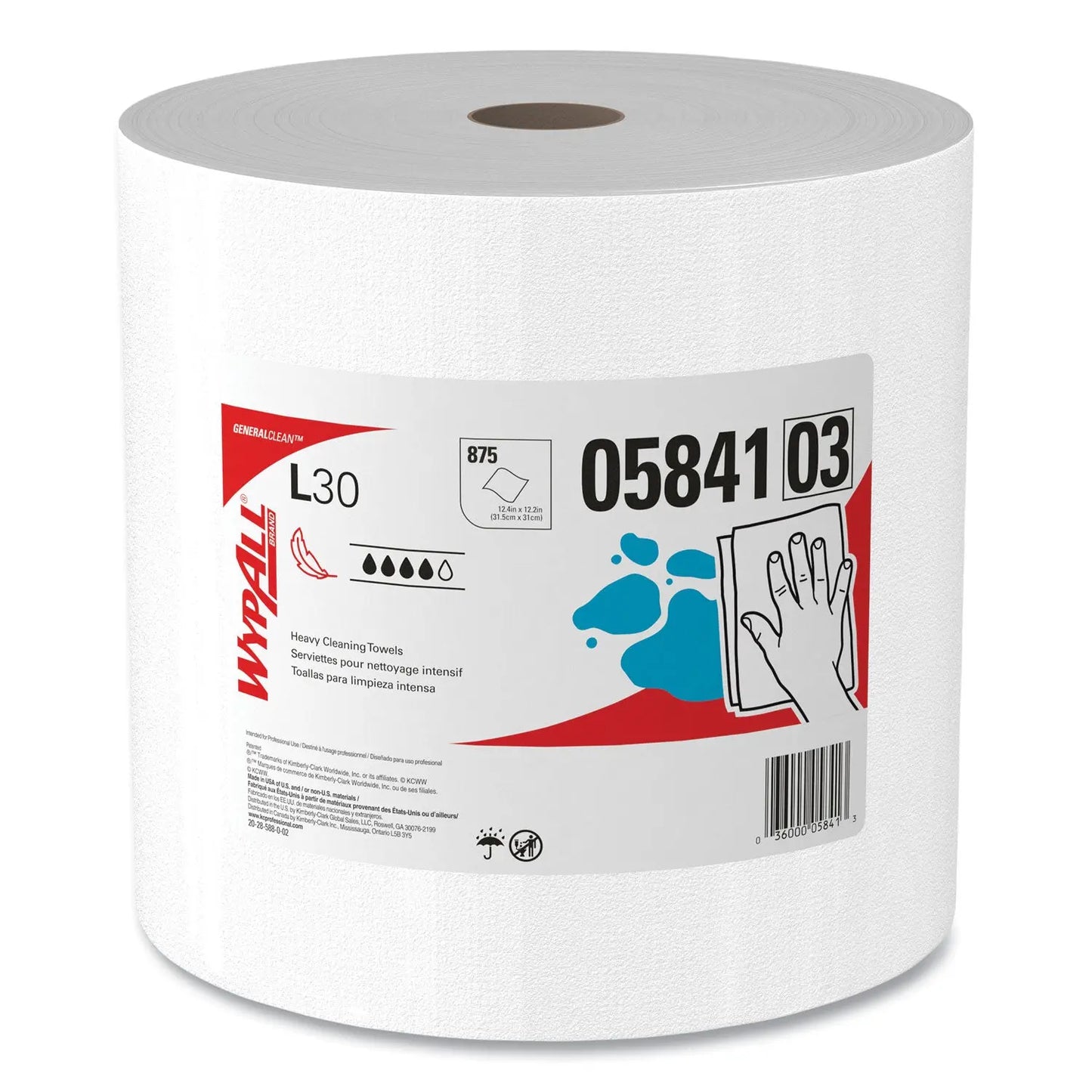 KCC05841 L30 Towels, 12.4 x 12.2, White, 875/Roll WypAll