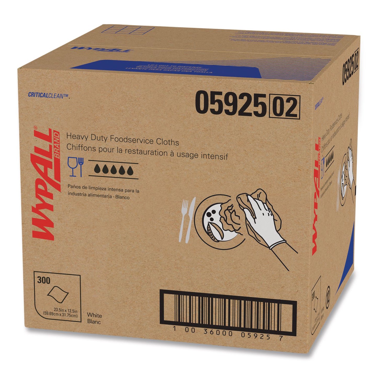 KCC05925 X70 Foodservice Towels, Kimfresh Antimicrobial, 12.5 x 23.5, Unscented, White, 300/Carton WypAll