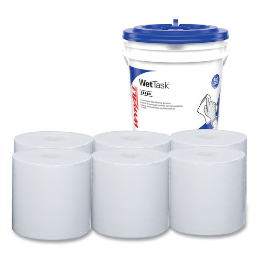 KCC06411 Critical Clean Wipers for Bleach, Disinfectants, Sanitizers WetTask Customizable Wet Wiping System, w/Bucket,140/Roll, 6/CT
