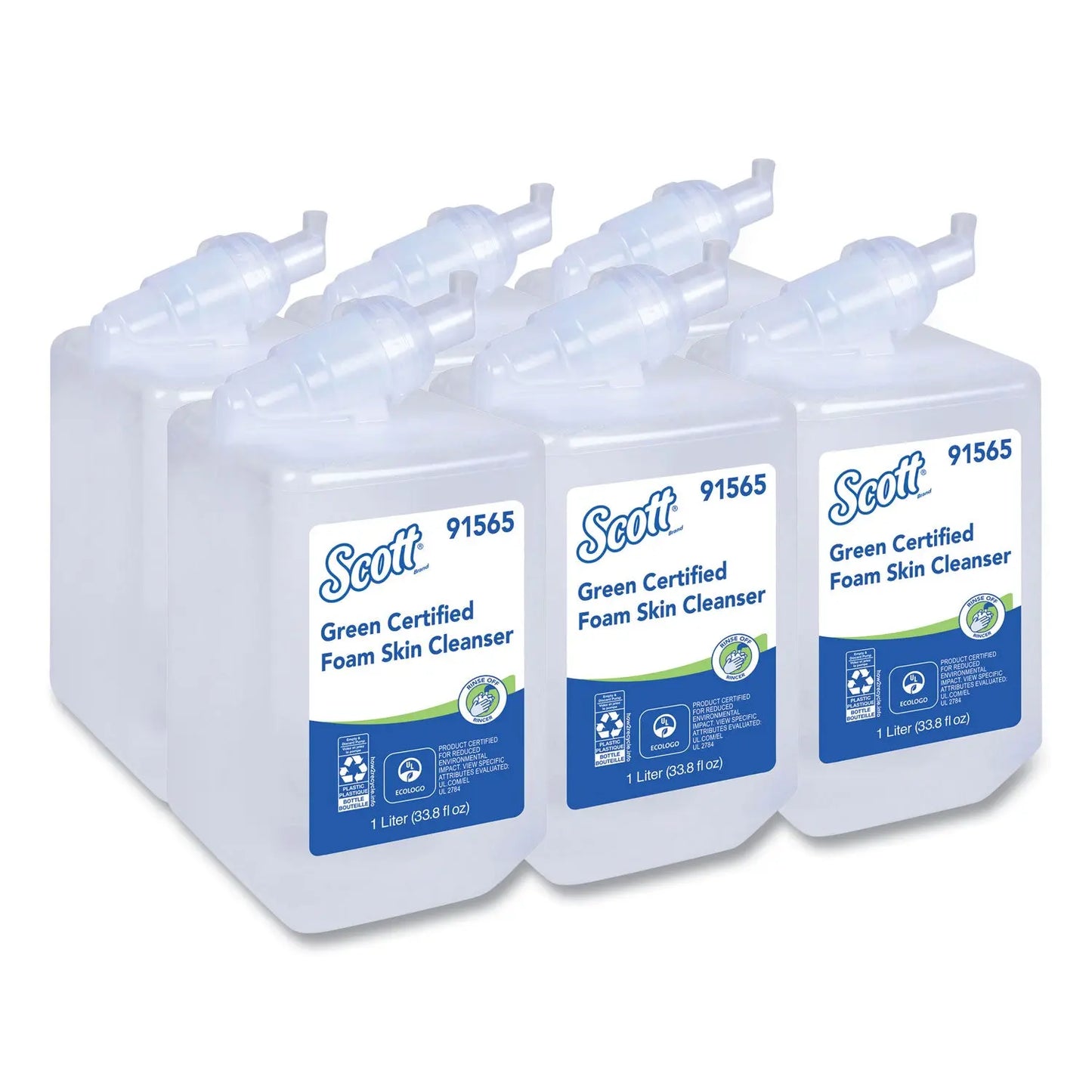 KCC91565CT Essential Green Certified Foam Skin Cleanser Refill, Unscented, 1 L, 6/Carton Scott