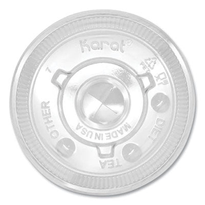 KRTCKCL90 PET Lids, Flat Lid, Fits 12 oz to 22 oz Cold Cups, Plastic, Clear, 1,000/Carton