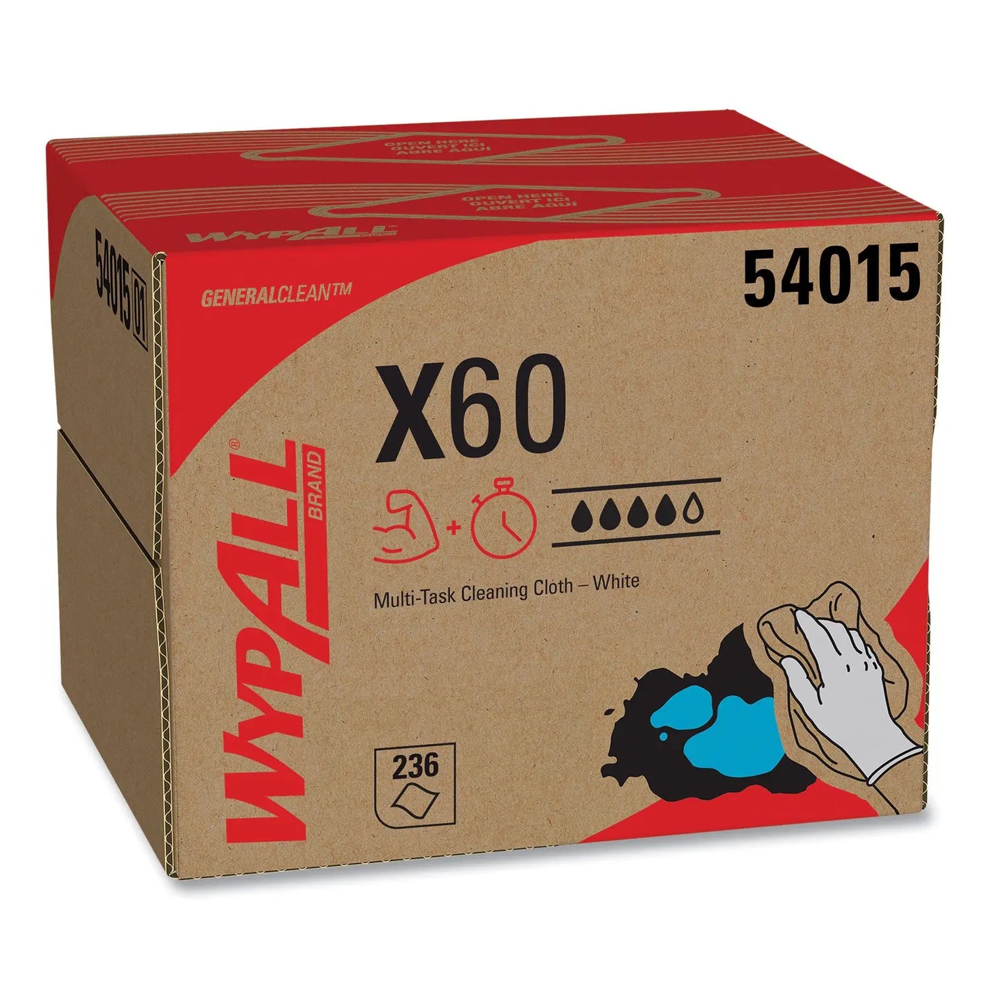 KCC54015 General Clean X60 Cloths, 12.5 x 16.8, White, 236/Carton WypAll