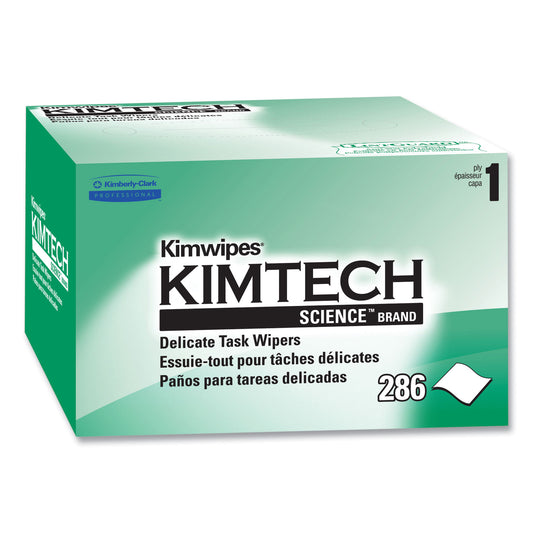 KCC34155 Kimwipes Delicate Task Wipers, 1-Ply, 4.4 x 8.4, Unscented, White, 286/Box