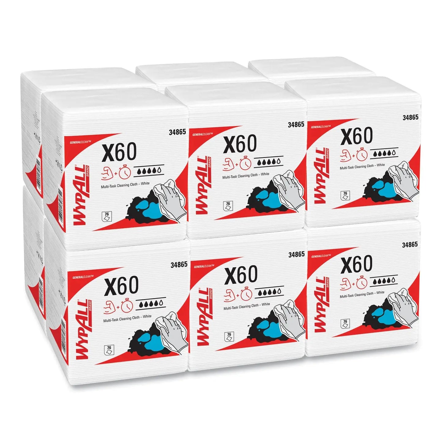 KCC34865 General Clean X60 Cloths, 1/4 Fold, 12.5 x 13, White, 76/Box, 12 Boxes/Carton WypAll