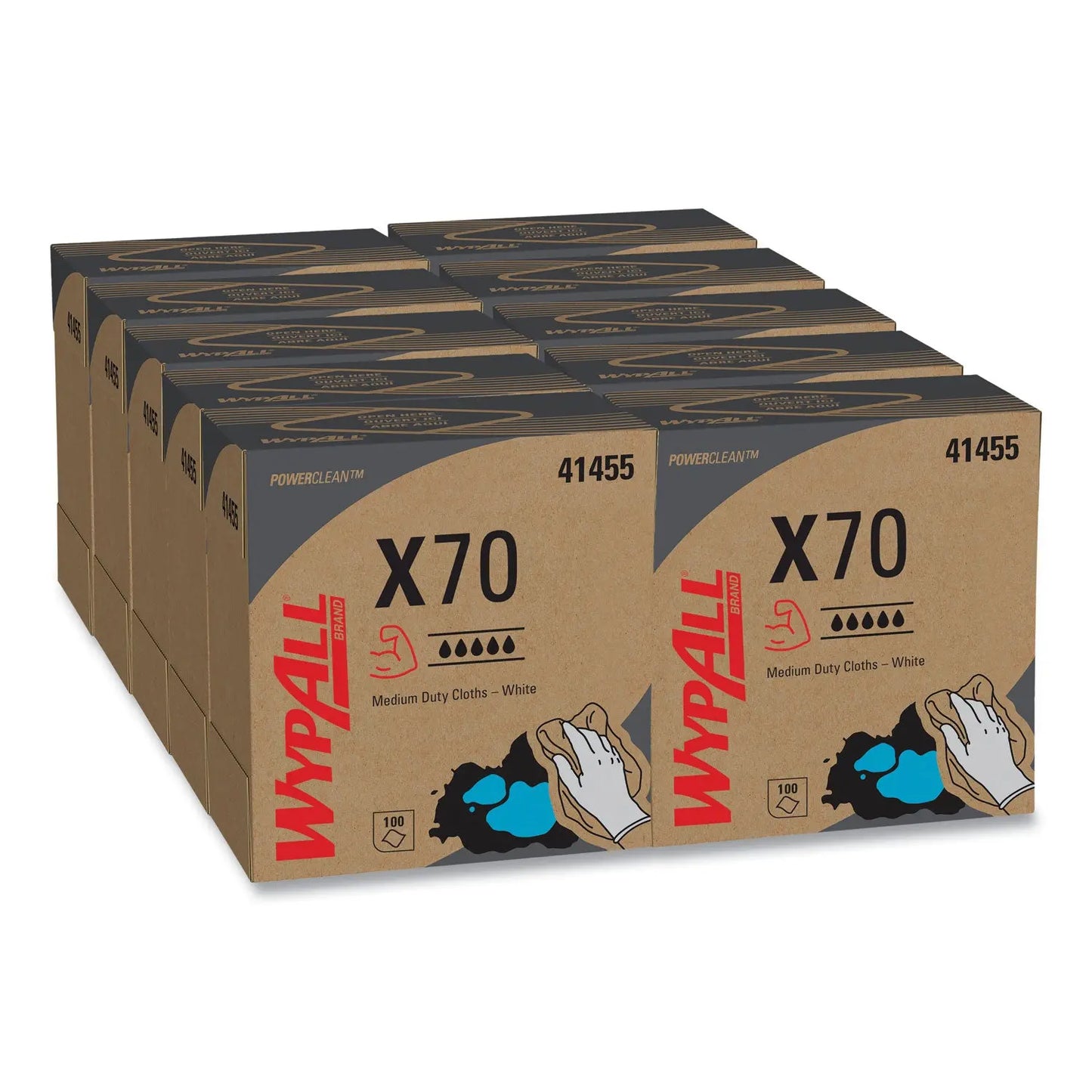 KCC41455 X70 Cloths, POP-UP Box, 9.13 x 16.8, White, 96/Box, 10 Boxes/Carton WypAll