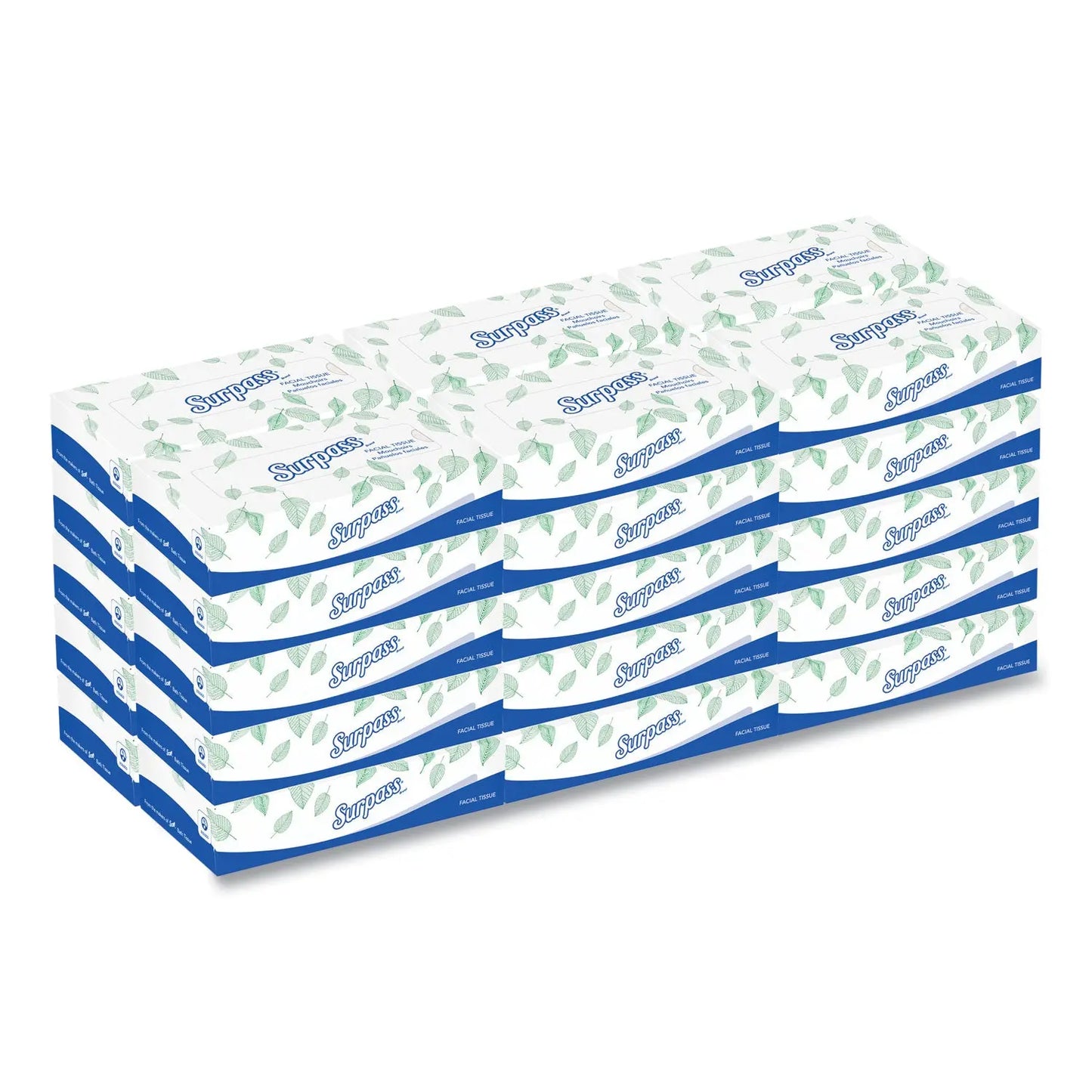 KCC21340 Facial Tissue for Business, Flat Box, 2-Ply, White, 100 Sheets/Box, 30 Boxes/Carton Surpass
