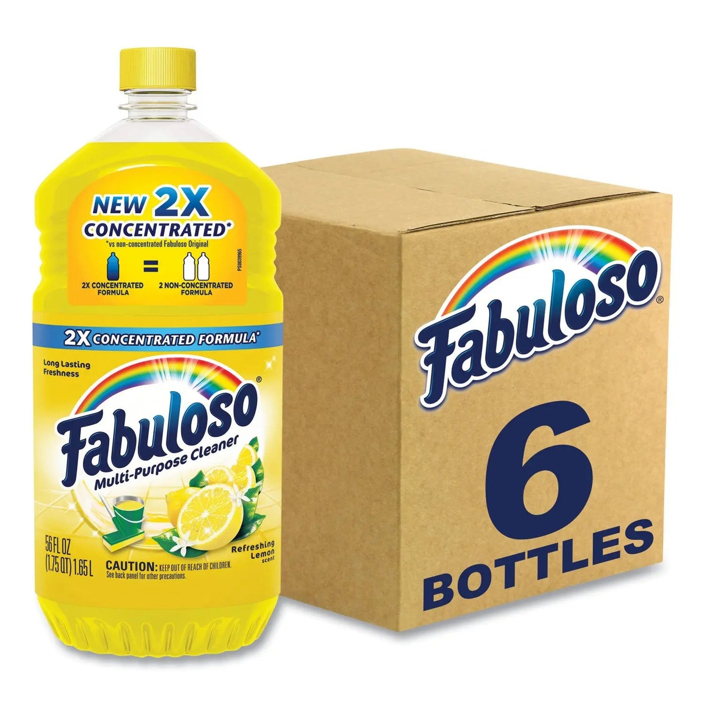 CPCMX06157CT Multi-Use Cleaner, Refreshing Lemon Scent, 56 oz Bottle, 6/Carton Fabuloso