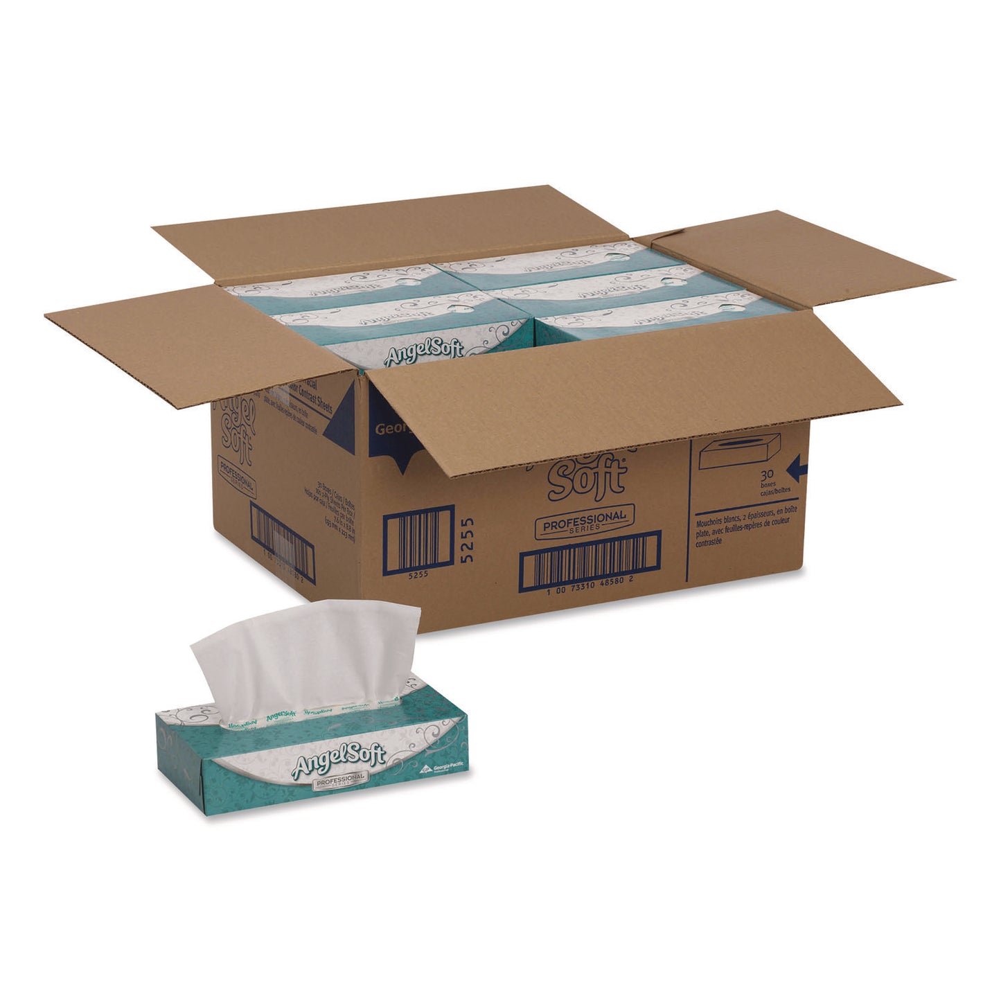 GPC48580CT Angel Soft ps Premium Facial Tissues in Flat Box, 2-Ply, White, 100 Sheets/Box, 30 Boxes/Carton Georgia Pacific Professional