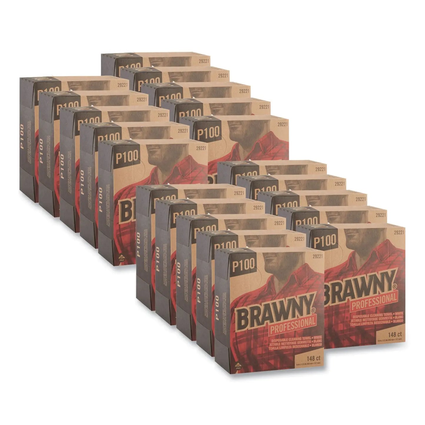 GPC29221 Light Duty Paper Wipers, 2-Ply, 8 x 12.5, White, 148/Box, 20 Boxes/Carton Brawny Professional